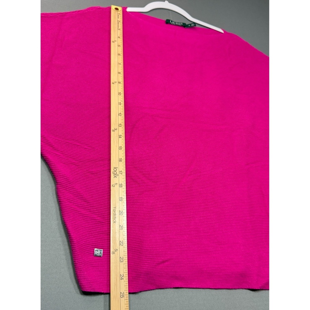 Lauren Ralph Lauren Hot Pink Ribbed Knit Dolman Sweater Boatneck Women's Medium - Picture 4 of 12